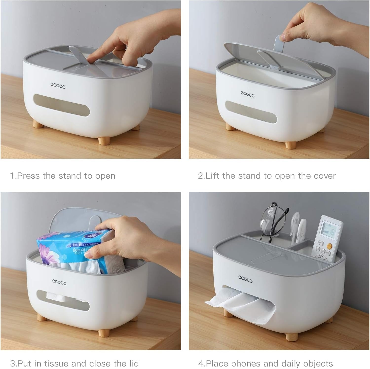 Ecoco Multifunctional Tissue Box – Stylish Storage Organizer for Hom