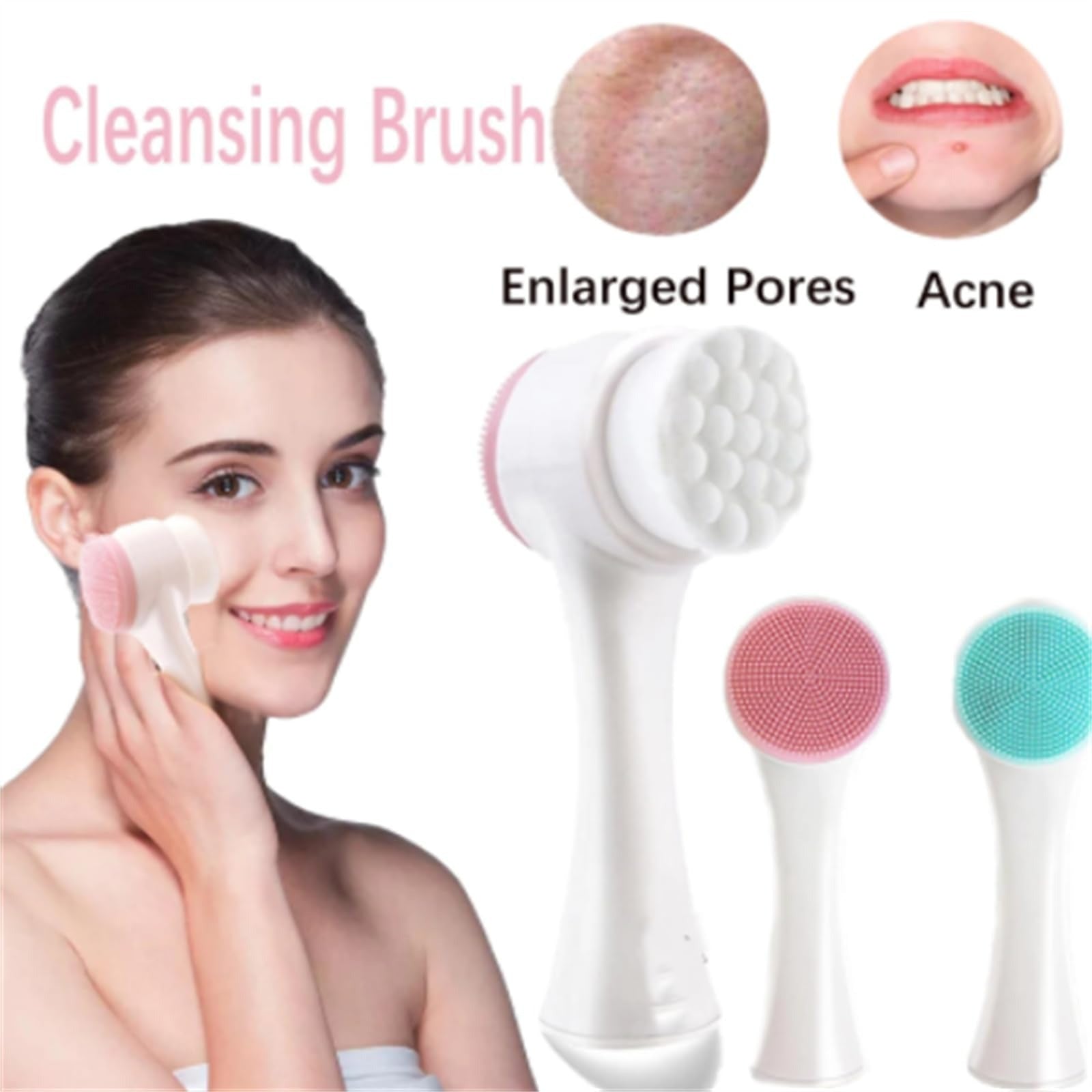 3D Double-Sided Silicone Face Cleanser – Deep Pore Cleaning & Gentle Exfoliating Brush