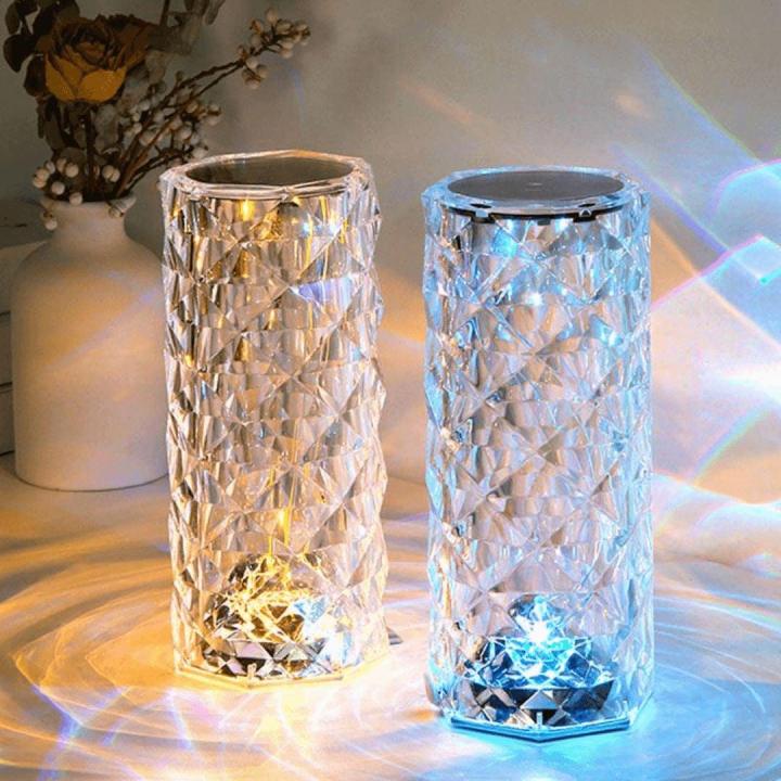 Diamond Crystal LED Light Lamp – Color Changing Touch Night Light for Elegant Home Décor