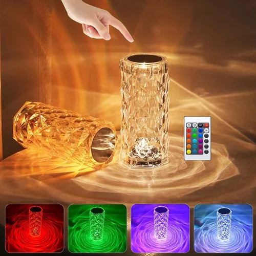 Diamond Crystal LED Light Lamp – Color Changing Touch Night Light for Elegant Home Décor